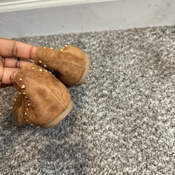 J. Crew Cece suede leather studded ballet flats round toe camel brown Size 8 - Picture 4 of 8